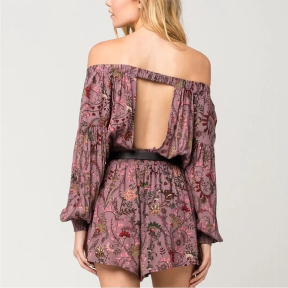 Free People Pretty And Free Romper in mauve color combo size large - Picture 4 of 12